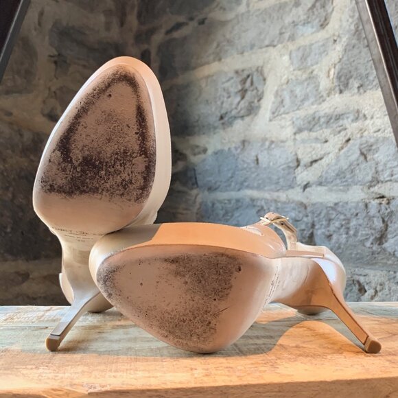 Jimmy Choo Ivory Nude Leather Tulip Platform Pumps - Picture 6 of 10